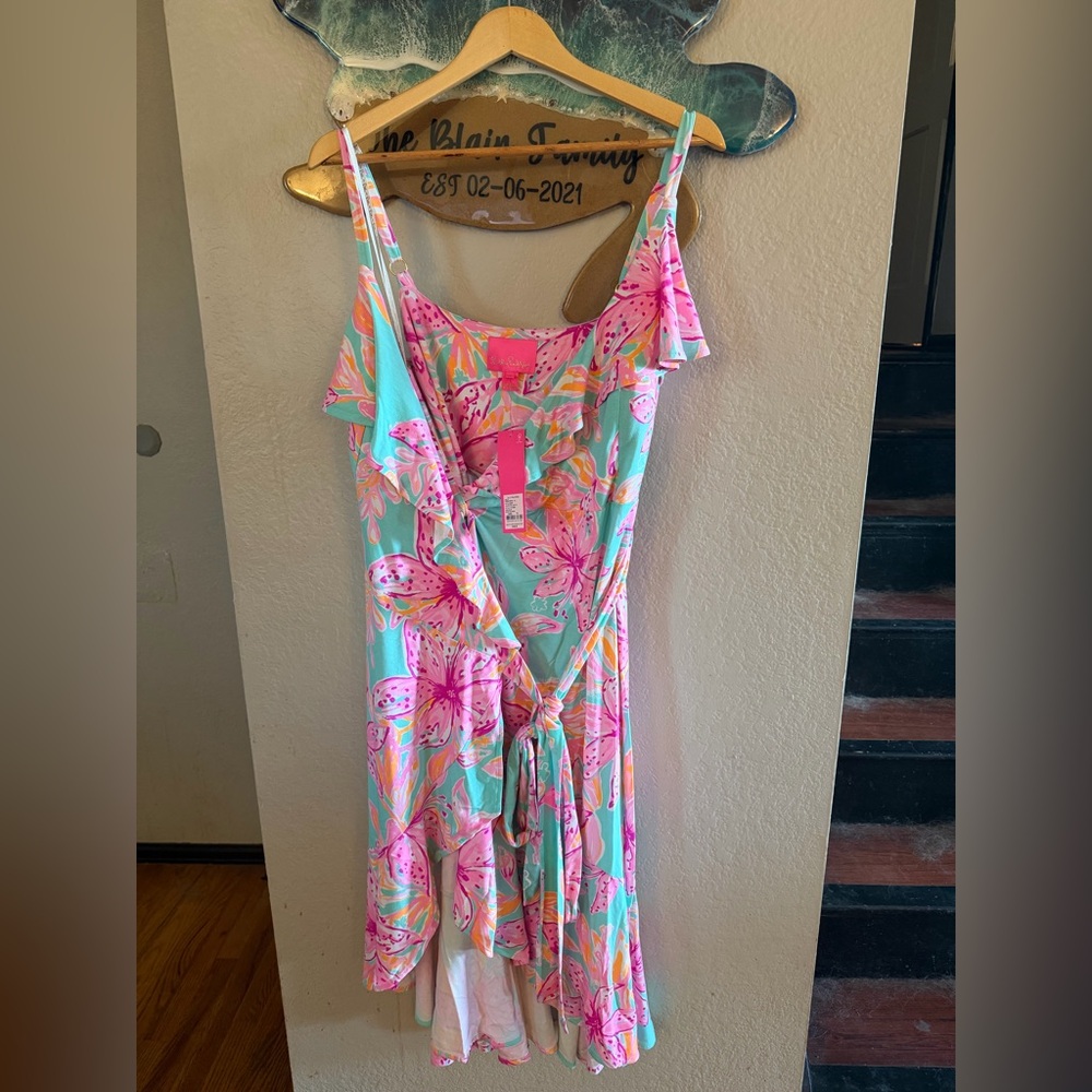 Lilly Pulitzer Tropical Maxi Dress in Aqua and Hot Pink